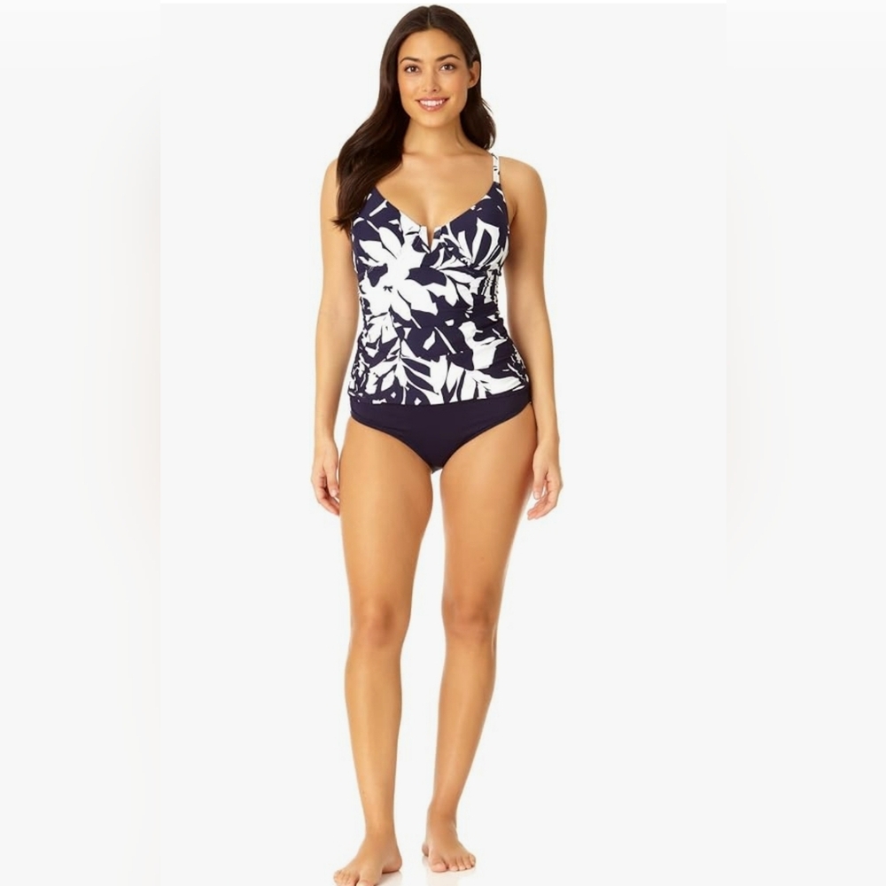 Anne Cole Tankinin Underwire Blue Elegant Wear Vacation Summer Resorwear - Picture 4 of 16